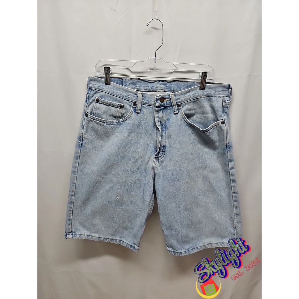 Wrangler Men's Blue Fit Denim Jean Shorts Bermuda Light Relaxed Size 34